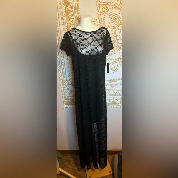 NEW With Tags - Women's Maxi Dress - Wild Fable Black Lace With Lining L - Picture 3 of 11
